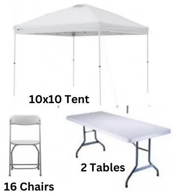 The Party Starter 10x10 Tent, Tables, & Chair