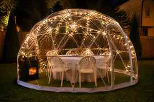 Backyard Bubble Bash concept — clear dome dinner